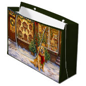 Golden Retriever Weihnachtskarte Große Geschenktüte (Vorderseite Schrägansicht)
