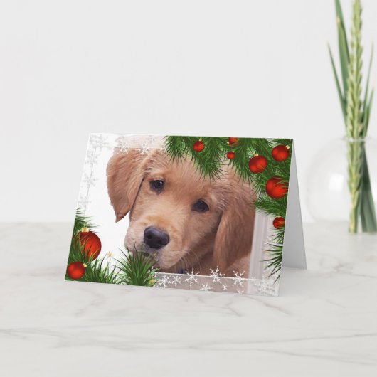 Golden Retriever Weihnachtskarte - Niedlicher Hund Feiertagskarte (Vorderseite)