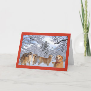 Golden Retriever Weihnachtskartenfamilie Feiertagskarte