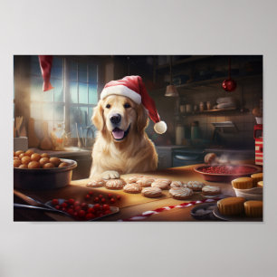 Golden Retriever Weihnachtskost Feiertag Poster