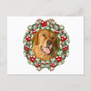 Golden Retriever Weihnachtskranz Feiertagspostkarte