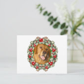 Golden Retriever Weihnachtskranz Feiertagspostkarte (Stehend Vorderseite)