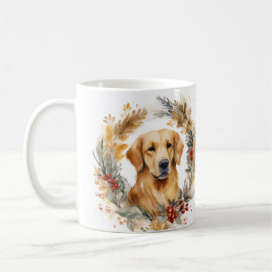 Golden Retriever Weihnachtskranz Festlicher Hund Kaffeetasse