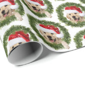 Golden Retriever Weihnachtskranz Geschenkpapier (Rolleneckpunkt)