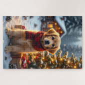 Golden Retriever Weihnachtskunst Puzzle (Horizontal)