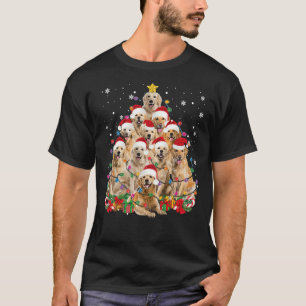 Golden Retriever Weihnachtsleuchten Baum T-Shirt