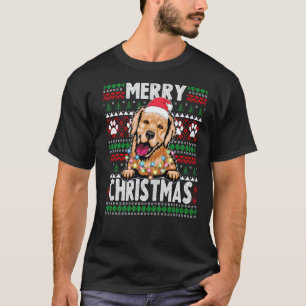 Golden Retriever Weihnachtslichter Hund Xmas Pyjam T-Shirt