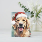Golden Retriever Weihnachtsmalerei Feiertagskarte (Stehend Vorderseite)