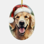 Golden Retriever Weihnachtsmalerei Keramik Ornament (Vorne)