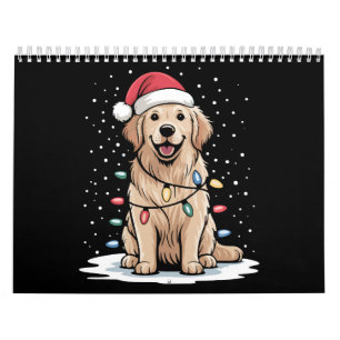 Golden Retriever Weihnachtsmann-Christbaum-Lichter Kalender