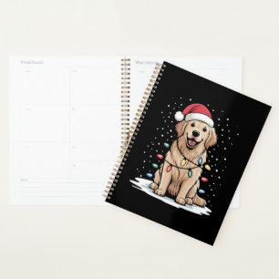 Golden Retriever Weihnachtsmann-Christbaum-Lichter Planer
