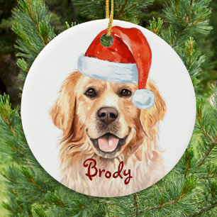 Golden Retriever Weihnachtsmann Niedlicher Hund Keramik Ornament