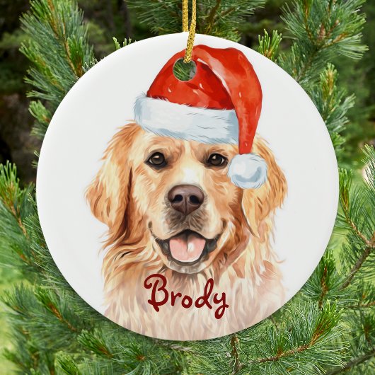Golden Retriever Weihnachtsmann Niedlicher Hund Keramik Ornament