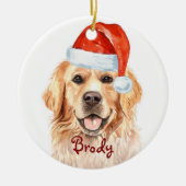Golden Retriever Weihnachtsmann Niedlicher Hund Keramik Ornament (Vorne)