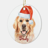 Golden Retriever Weihnachtsmann Niedlicher Hund Keramik Ornament (Links)