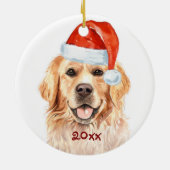 Golden Retriever Weihnachtsmann Niedlicher Hund Keramik Ornament (Hinten)