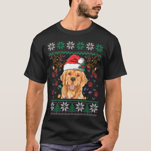Golden Retriever Weihnachtsmann Reindeer Ugly Swe T-Shirt (Vorderseite)