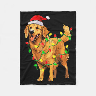 Golden Retriever Weihnachtsmann Santa Hut Baumlich Fleecedecke