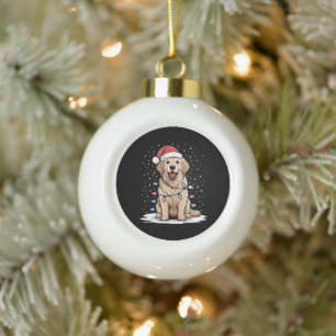 Golden Retriever Weihnachtsmann Weihnachtsbaum Lic Keramik Kugel-Ornament