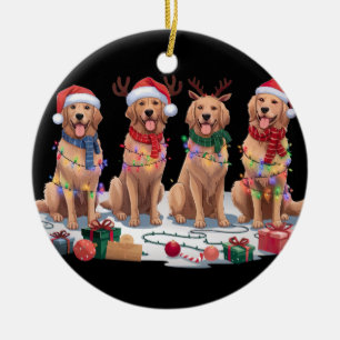 Golden Retriever Weihnachtsmannmütze Geweihten Wei Keramik Ornament