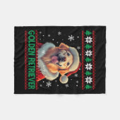Golden Retriever Weihnachtsmannmütze Ugly Christma Fleecedecke (Vorderseite (Horizontal))