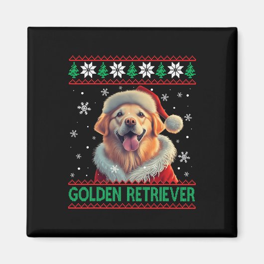 Golden Retriever Weihnachtsmannmütze Ugly Christma Magnet (Vorne)