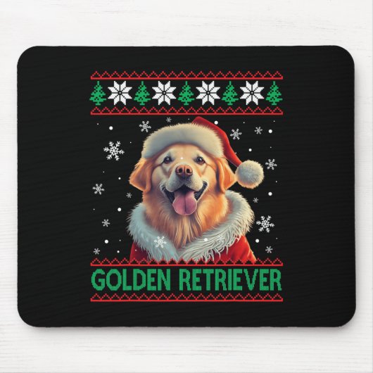 Golden Retriever Weihnachtsmannmütze Ugly Christma Mousepad (Vorne)