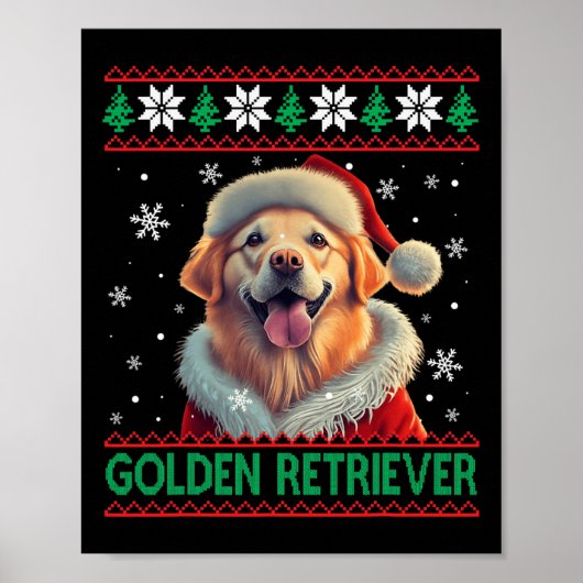 Golden Retriever Weihnachtsmannmütze Ugly Christma Poster (Vorne)