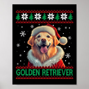 Golden Retriever Weihnachtsmannmütze Ugly Christma Poster