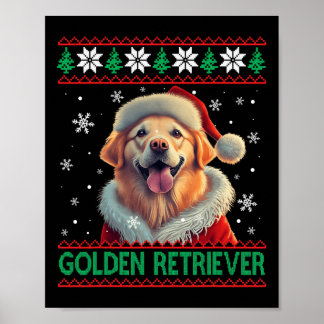 Golden Retriever Weihnachtsmannmütze Ugly Christma Poster