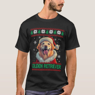 Golden Retriever Weihnachtsmannmütze Ugly Christma T-Shirt