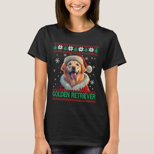 Golden Retriever Weihnachtsmannmütze Ugly Christma T-Shirt (Vorderseite)