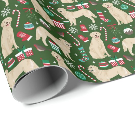 Golden retriever-WeihnachtsPackpapier Geschenkpapier (Rolleneckpunkt)