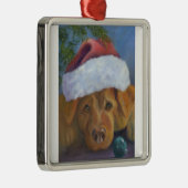 Golden Retriever Weihnachtsschelz Silbernes Ornament (Rechts)
