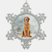 Golden Retriever Weihnachtsschmuck Schneeflocken Zinn-Ornament (Vorderseite)