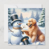 Golden Retriever Weihnachtsschnee Feiertagskarte (Vorderseite)