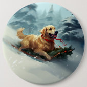 Golden Retriever Weihnachtsschnee Winter Button (Vorderseite)