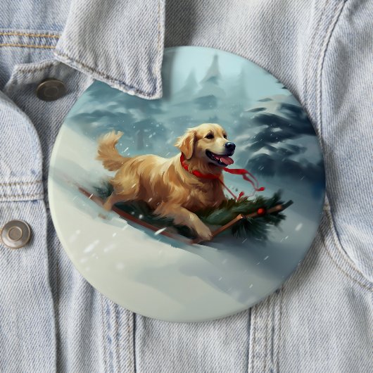 Golden Retriever Weihnachtsschnee Winter Button (Beispiel)
