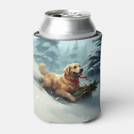 Golden Retriever Weihnachtsschnee Winter Dosenkühler (Kanne Vorderseite)