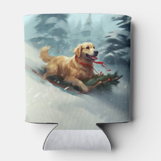 Golden Retriever Weihnachtsschnee Winter Dosenkühler (Rückseite)