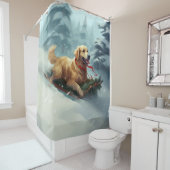Golden Retriever Weihnachtsschnee Winter Duschvorhang (Beispiel)