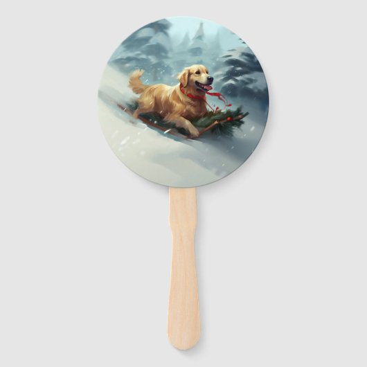 Golden Retriever Weihnachtsschnee Winter Fächer (Rückseite)