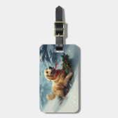 Golden Retriever Weihnachtsschnee Winter Gepäckanhänger (Vorderseite vertikal)