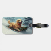 Golden Retriever Weihnachtsschnee Winter Gepäckanhänger (Rückseite horizontal)