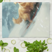 Golden Retriever Weihnachtsschnee Winter Geschirrtuch (Gefaltet)