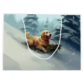 Golden Retriever Weihnachtsschnee Winter Große Geschenktüte (Rückseite)