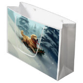 Golden Retriever Weihnachtsschnee Winter Große Geschenktüte (Vorderseite Schrägansicht)
