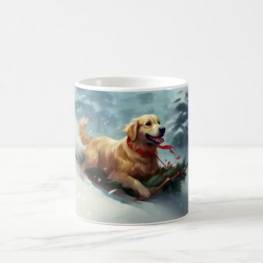 Golden Retriever Weihnachtsschnee Winter Kaffeetasse (Mittel)