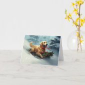 Golden Retriever Weihnachtsschnee Winter Karte (Gelbe Blume)