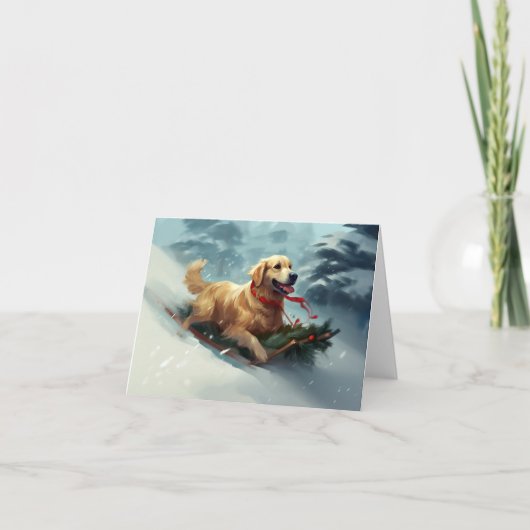 Golden Retriever Weihnachtsschnee Winter Karte (Vorderseite)